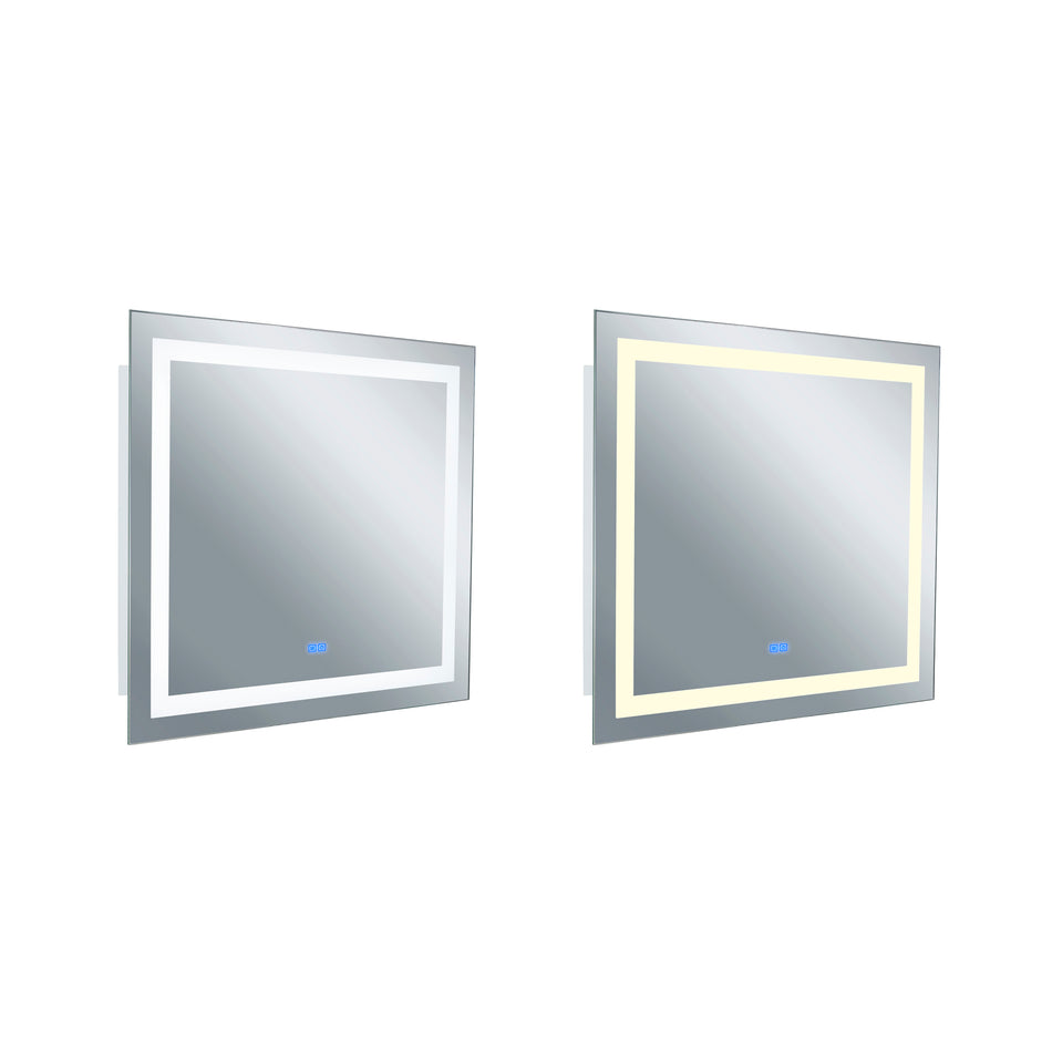 Abril Rectangular 40x36in Matte White Integrated LED Mirror