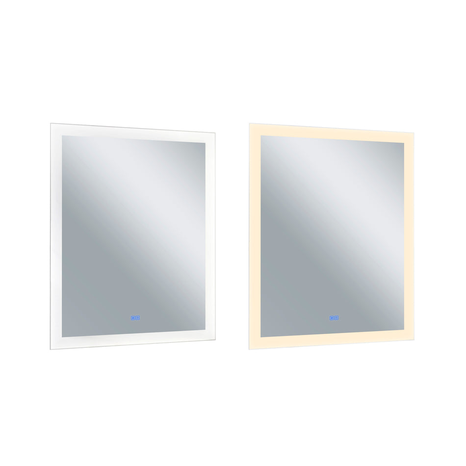 Abigail Rectangular 30x36in Matte White Integrated LED Mirror by CWI