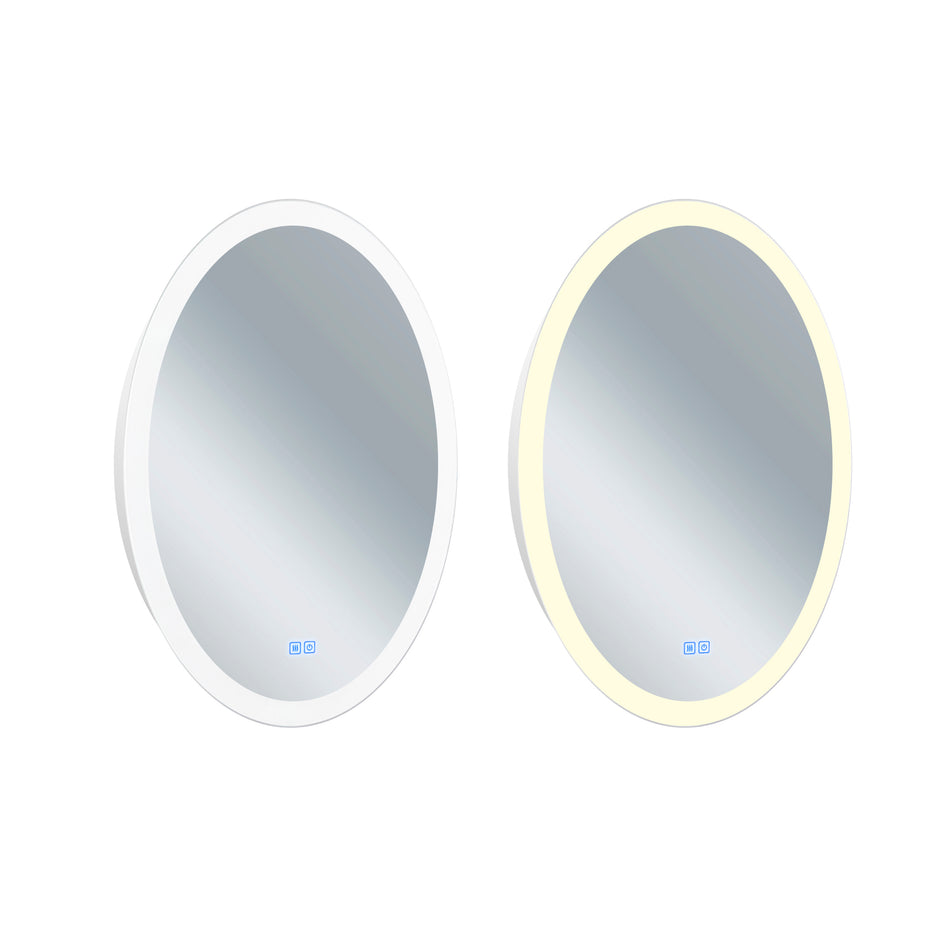 Agostino Oval 22in Matte White Integrated LED Mirror