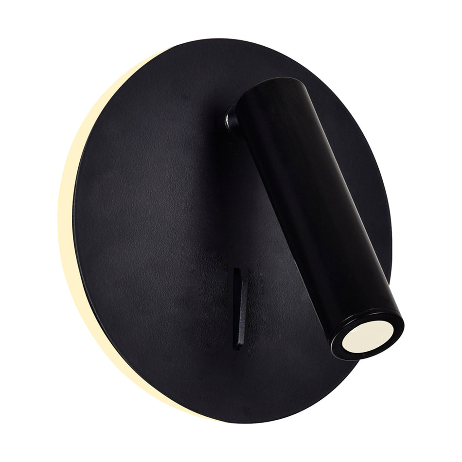 Private I Integrated LED Adjustable Round Matte Black Wall Sconce