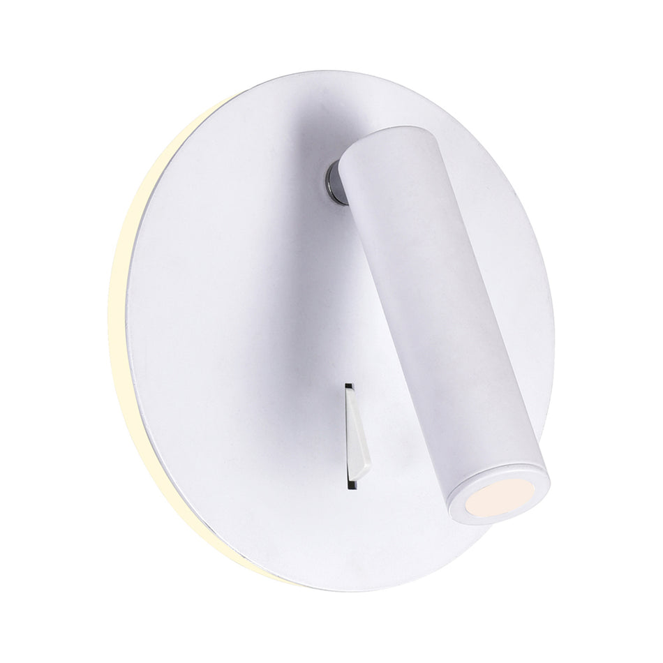 Private I Integrated LED Adjustable Round Matte White Wall Sconce