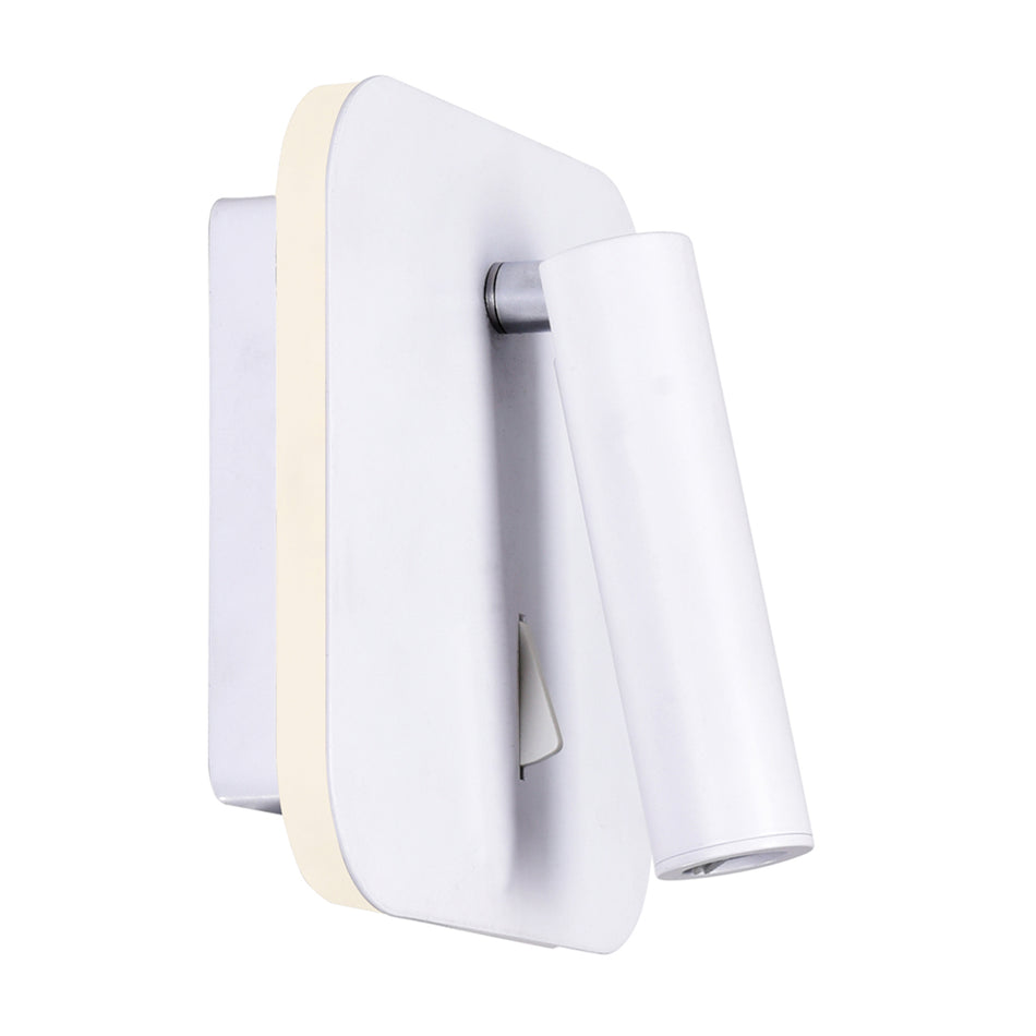 Private I Integrated LED Adjustable Square Matte White Wall Sconce by CWI