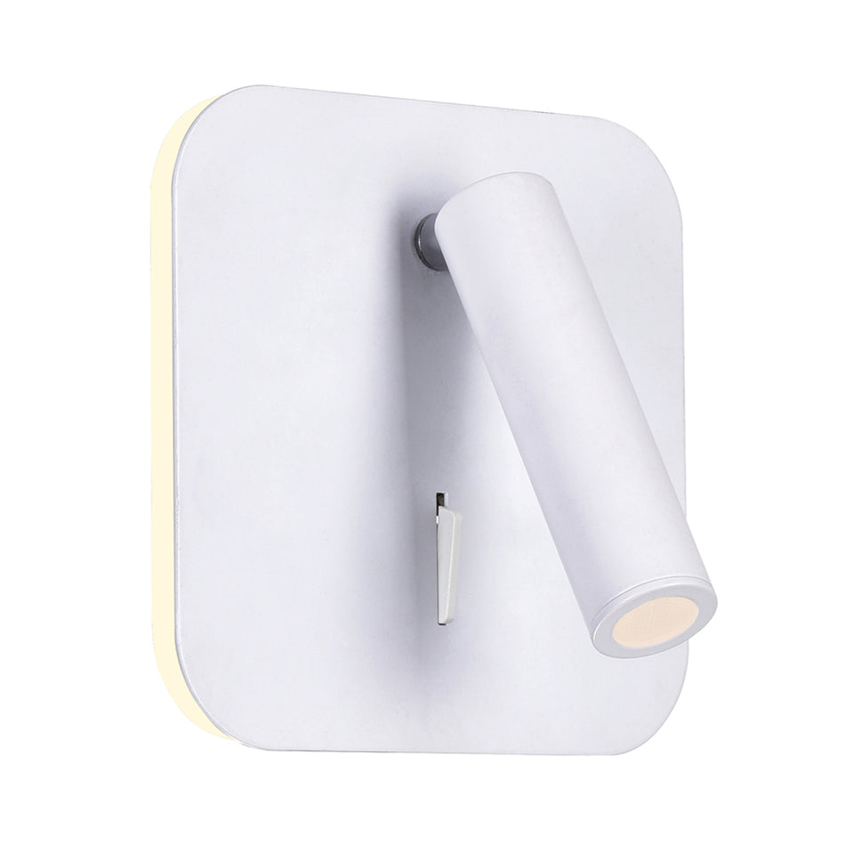 Private I Integrated LED Adjustable Square Matte White Wall Sconce