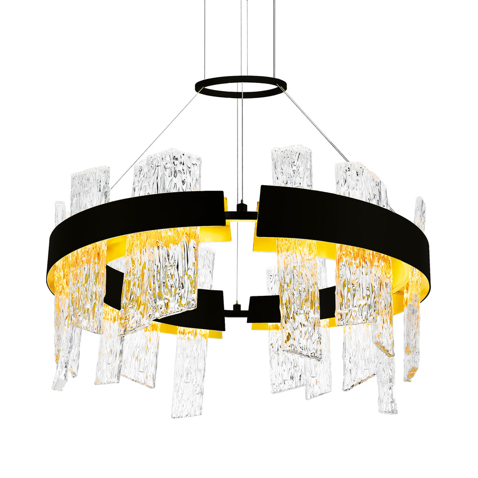 Guadiana Integrated LED 24in Black Chandelier with Handcrafted Glass by CWI