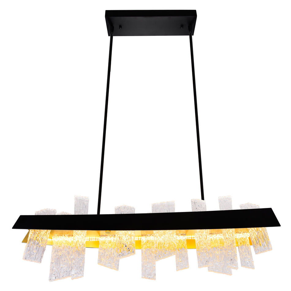 Guadiana Integrated LED 39in Black Chandelier with Handcrafted Glass by CWI