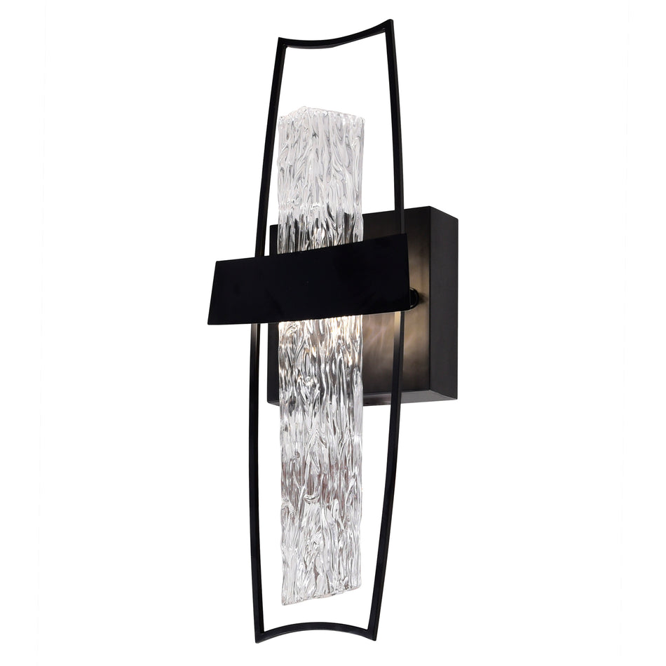 Guadiana Integrated LED 5in Black Wall Light with Handcrafted Glass