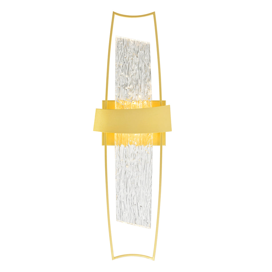 Guadiana Integrated LED 8in Satin Gold Wall Light with Handcrafted Glass by CWI