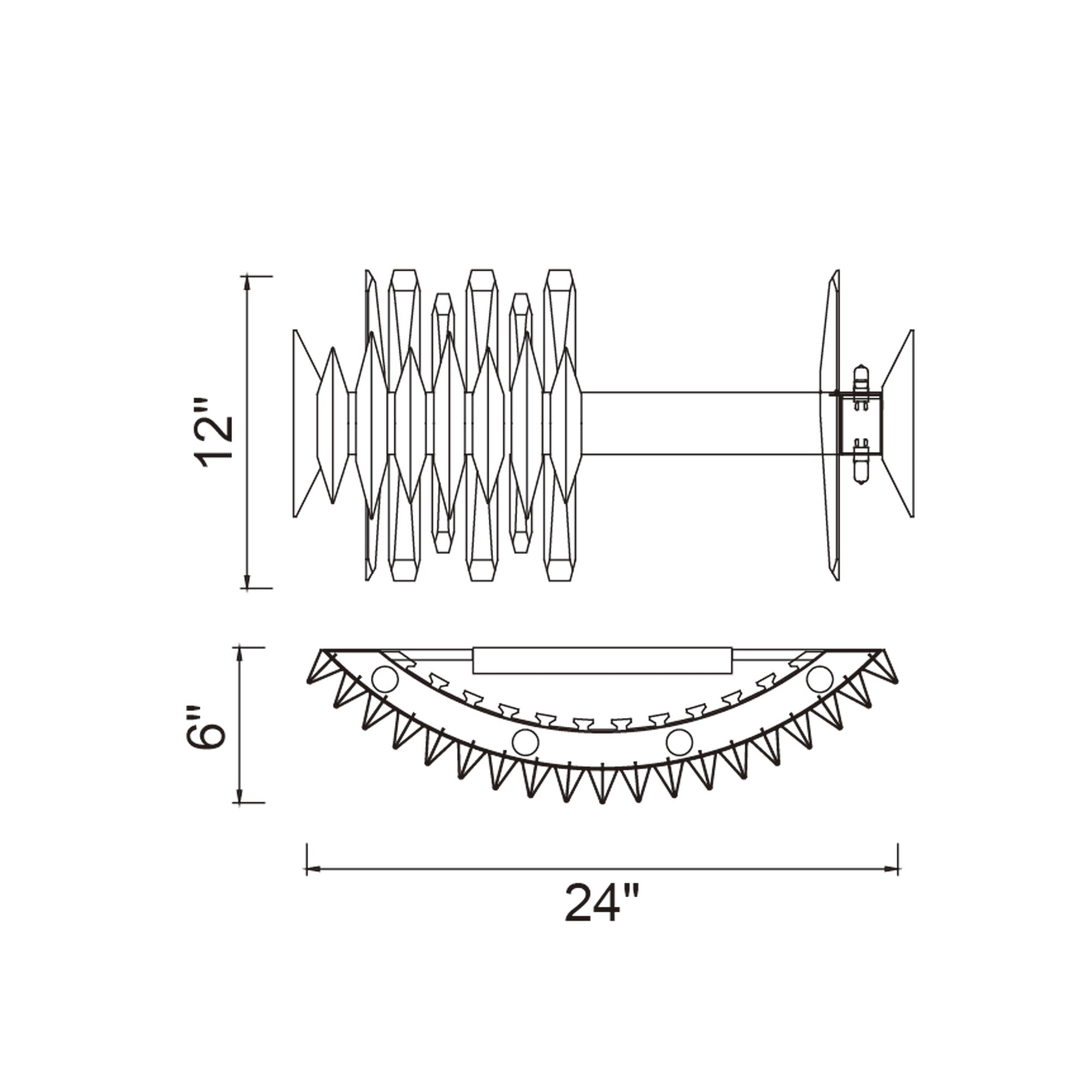 Cityscape 7 Light 24in Satin Gold Wall Sconce by CWI