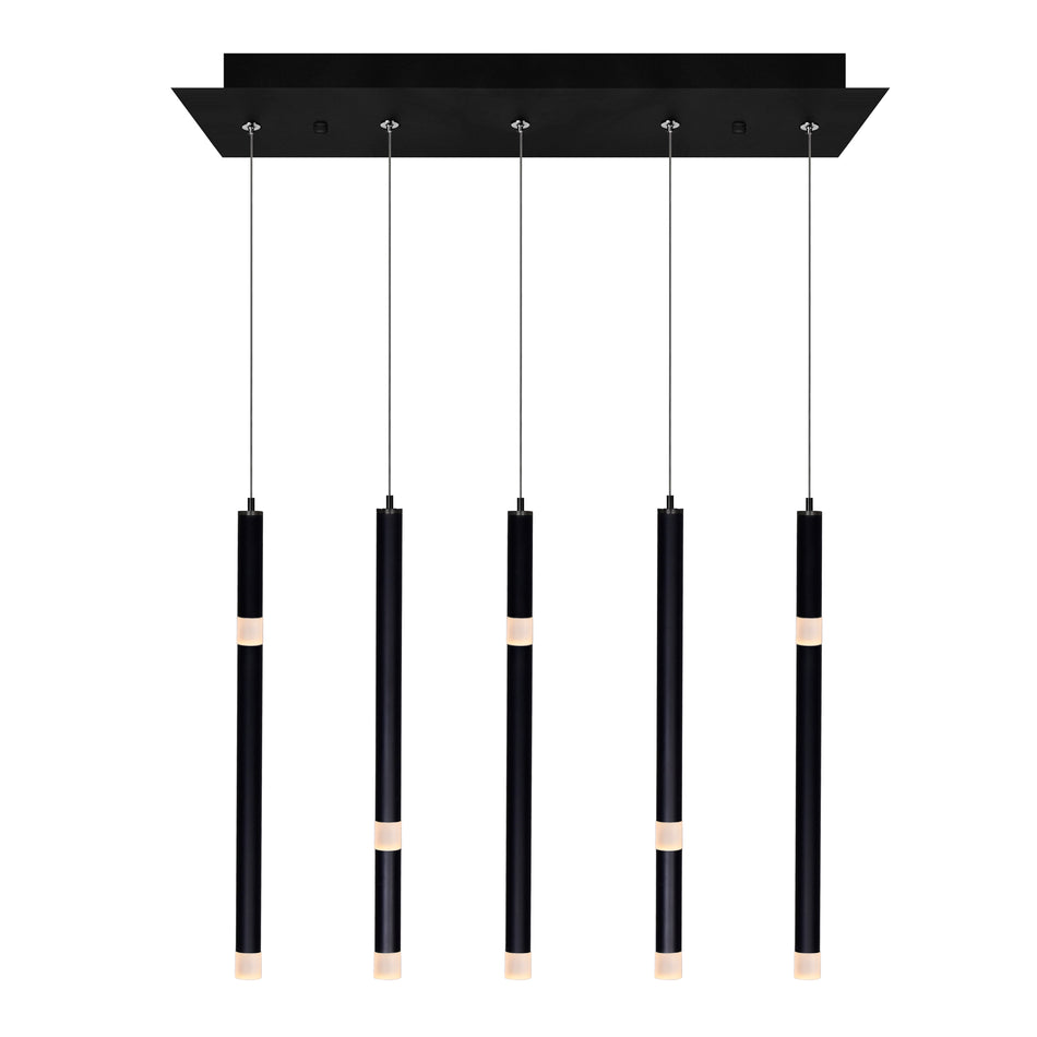 Flute 5 Light LED Chandelier With Black Finish by CWI