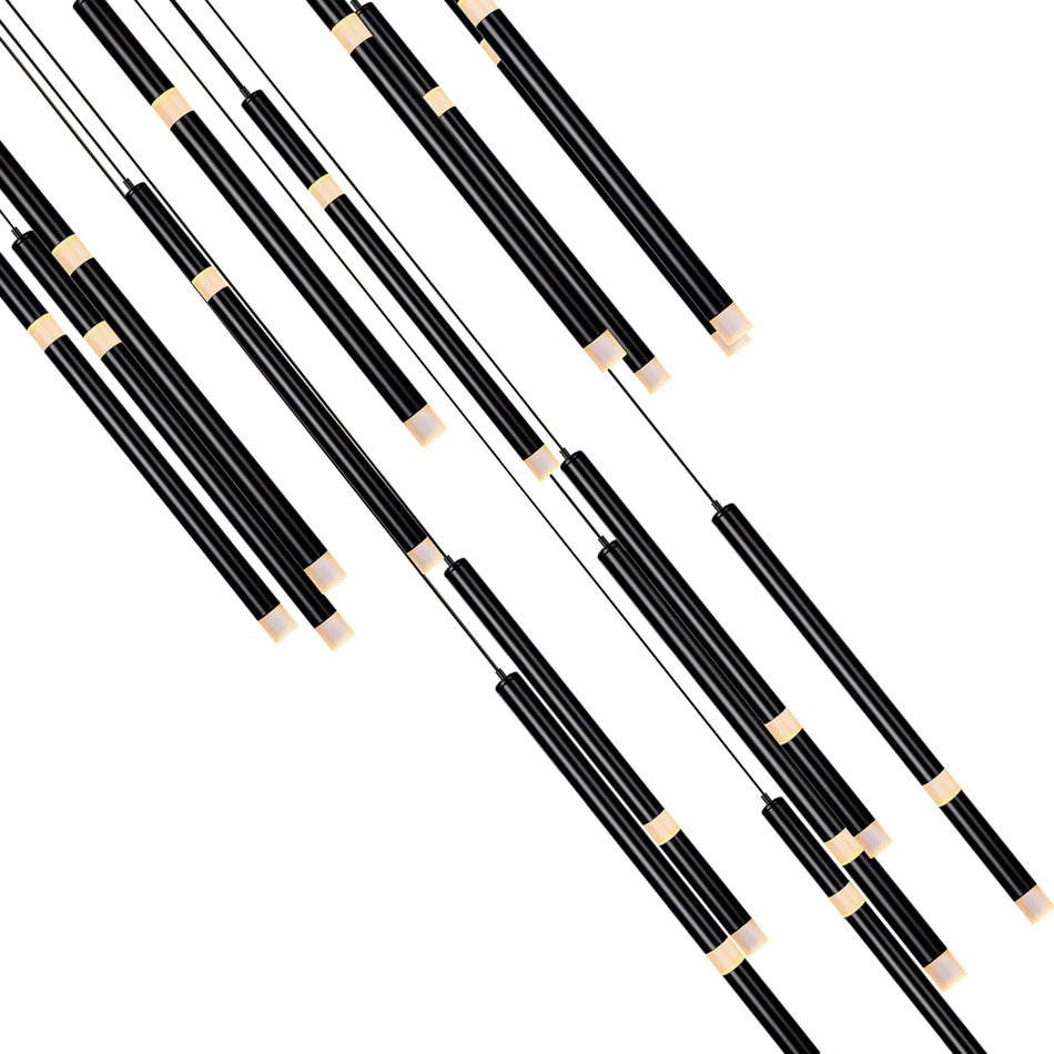 Flute Integrated LED 24in Black Chandelier by CWI