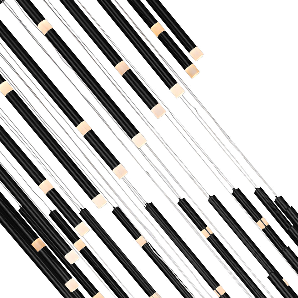 Flute Integrated LED 54in Black Chandelier by CWI