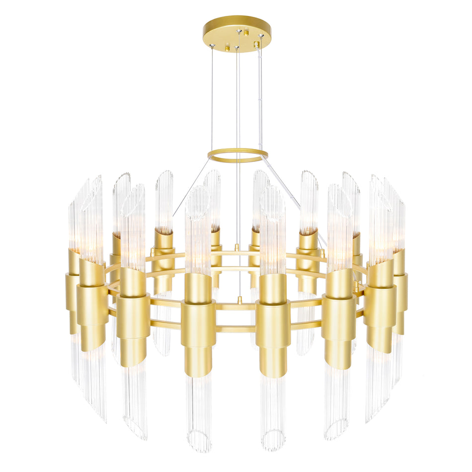 Croissant 32 Light Chandelier With Satin Gold Finish by CWI