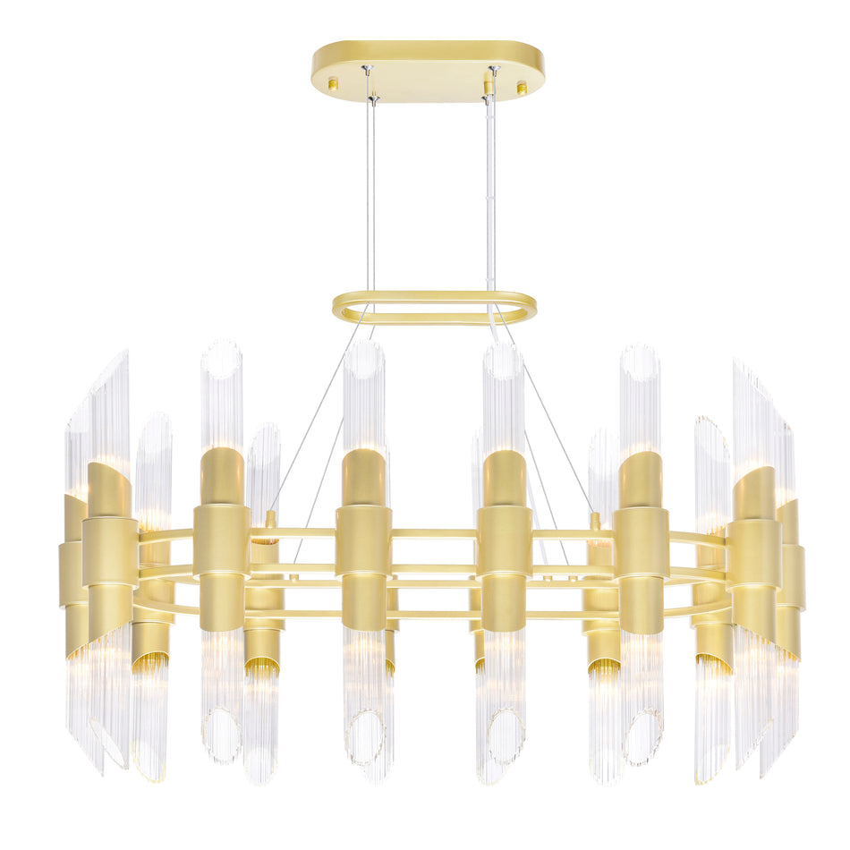 Croissant 28 Light Chandelier With Satin Gold Finish