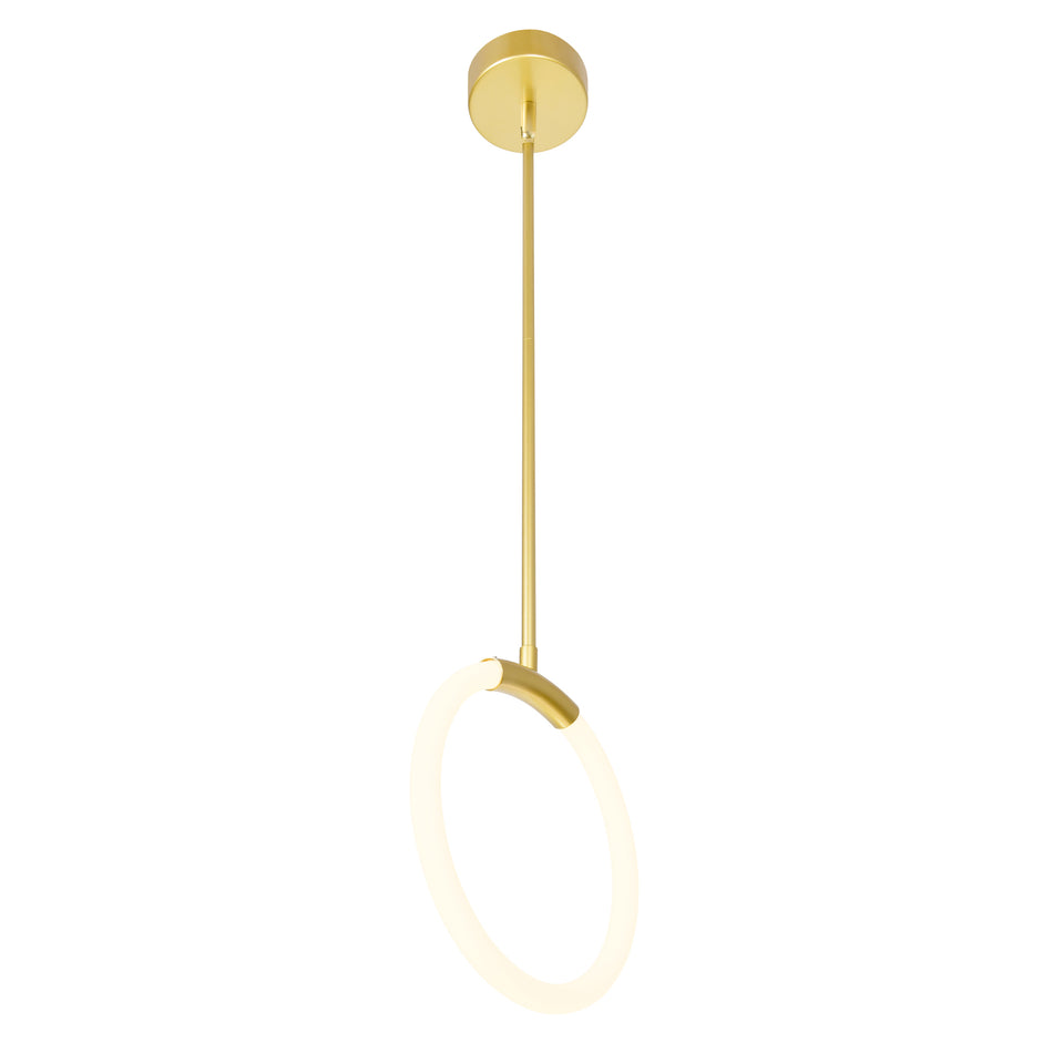 Hoops Integrated LED 10in Satin Gold Mini Pendant by CWI