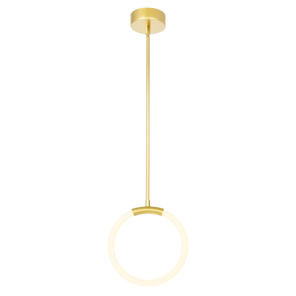 Hoops Integrated LED 10in Satin Gold Mini Pendant