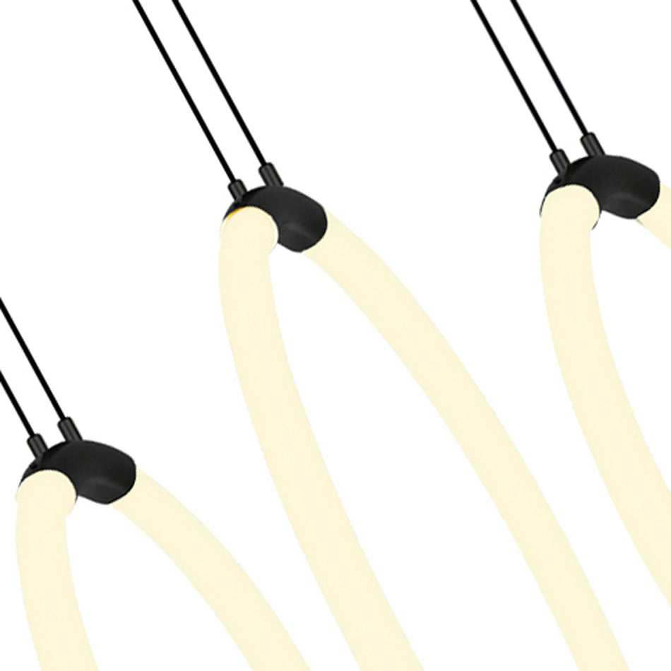 Hoops Integrated LED 23in 5 Ring Black Chandelier by CWI