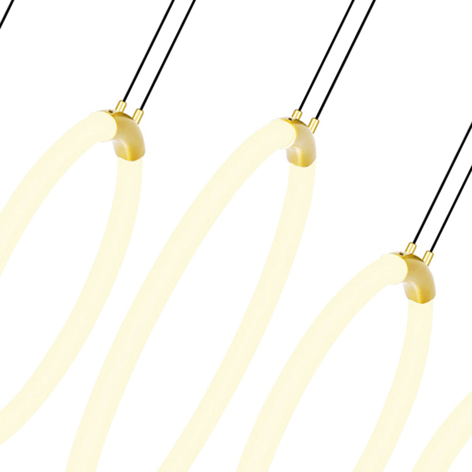 Hoops Integrated LED 23in 5 Ring Satin Gold Chandelier by CWI