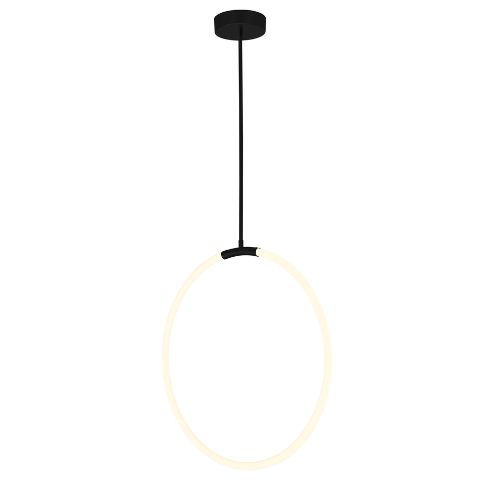 Hoops Integrated LED 24in Black Chandelier by CWI