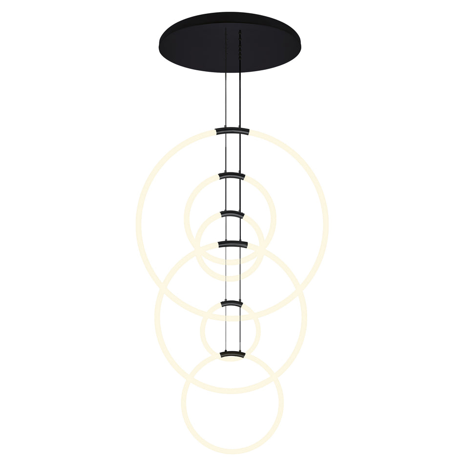 Hoops Integrated LED 35in 6 Ring Black Chandelier
