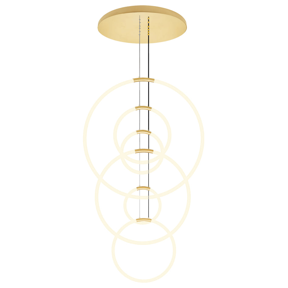 Hoops Integrated LED 35in 6 Ring Satin Gold Chandelier