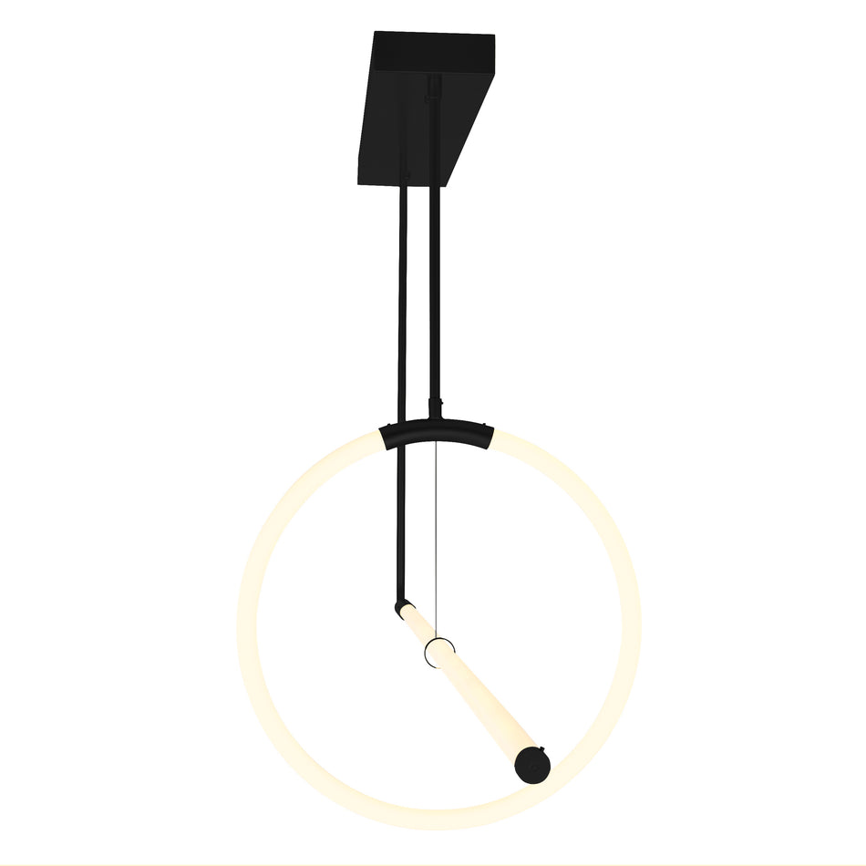 Hoops Integrated LED Geometric Black Chandelier by CWI