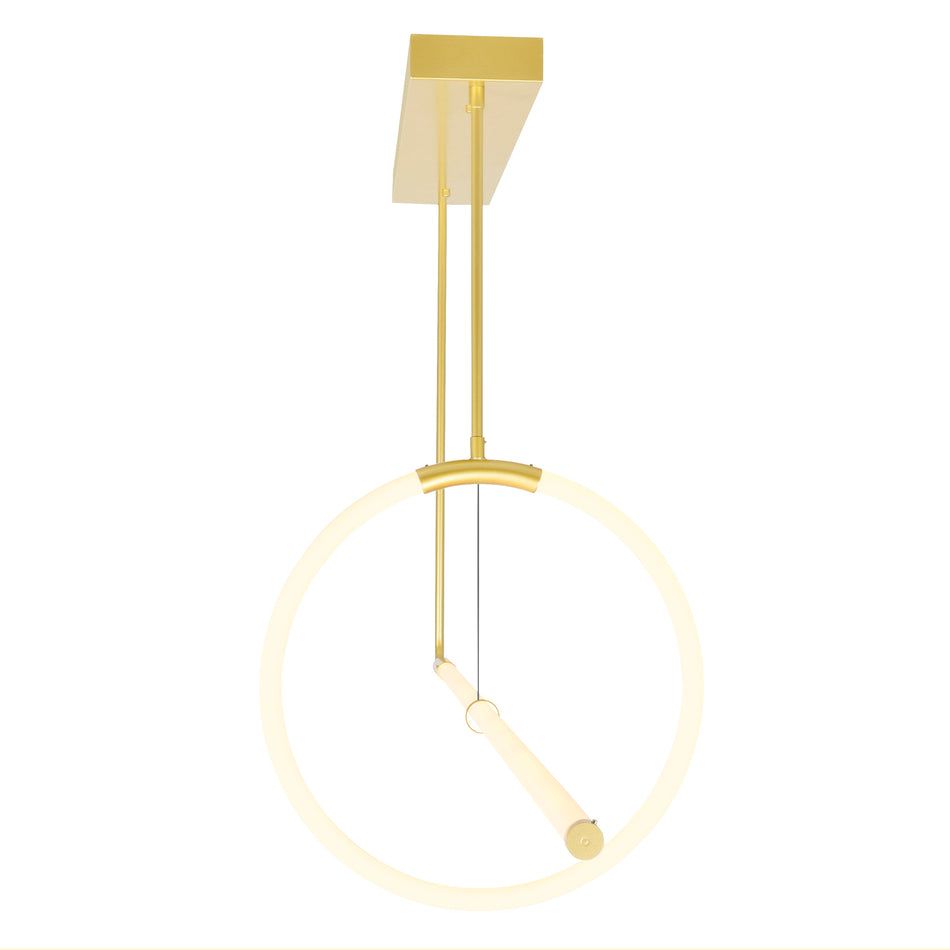 Hoops Integrated LED Geometric Satin Gold Chandelier by CWI