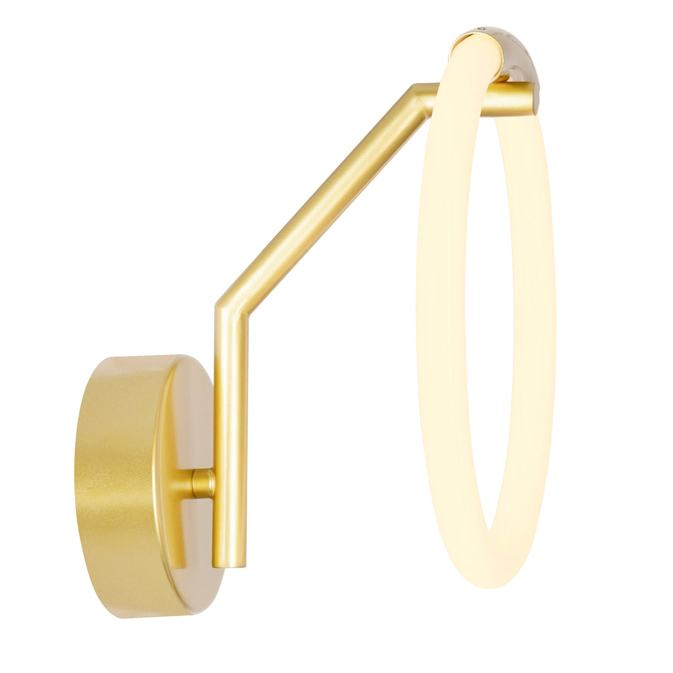 Hoops Integrated LED 10in Satin Gold Wall Sconce by CWI