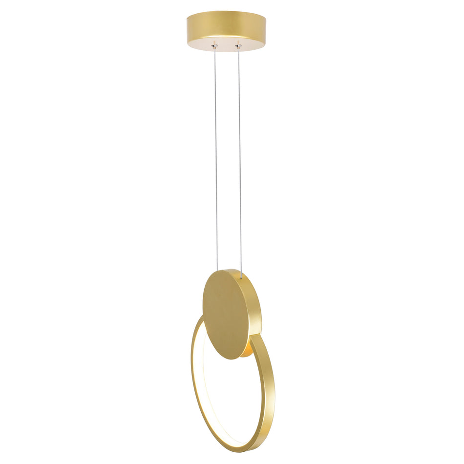 Pulley Integrated LED 10in Satin Gold Mini Pendant by CWI