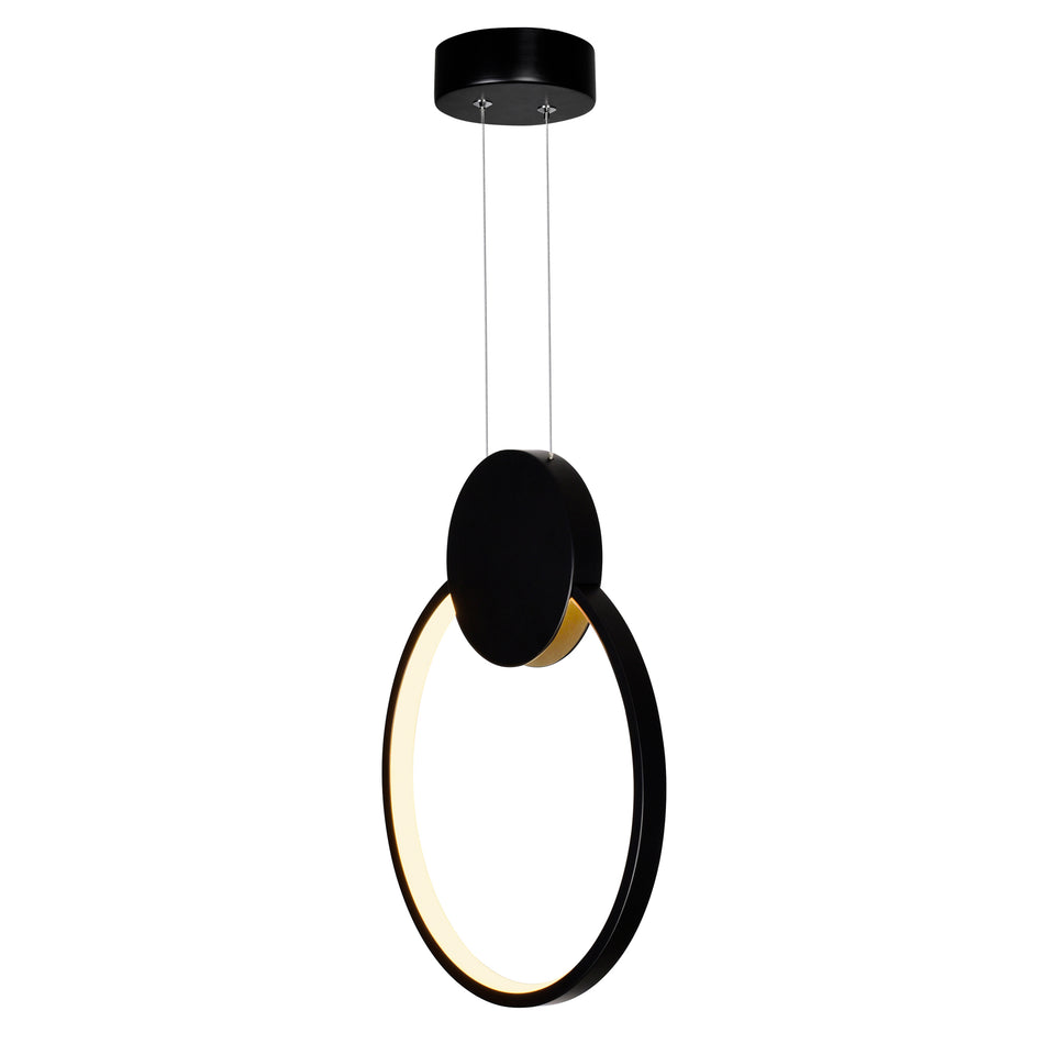 Pulley Integrated LED 12in Black Mini Pendant by CWI