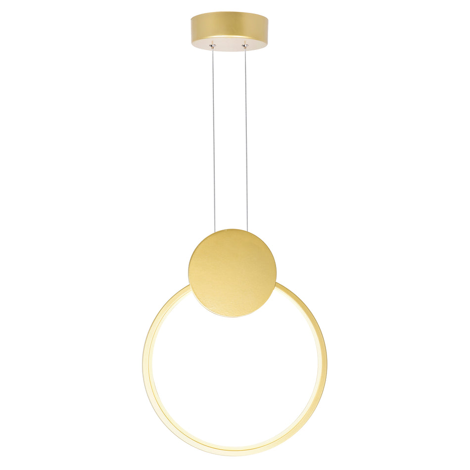Pulley Integrated LED 12in Satin Gold Mini Pendant by CWI