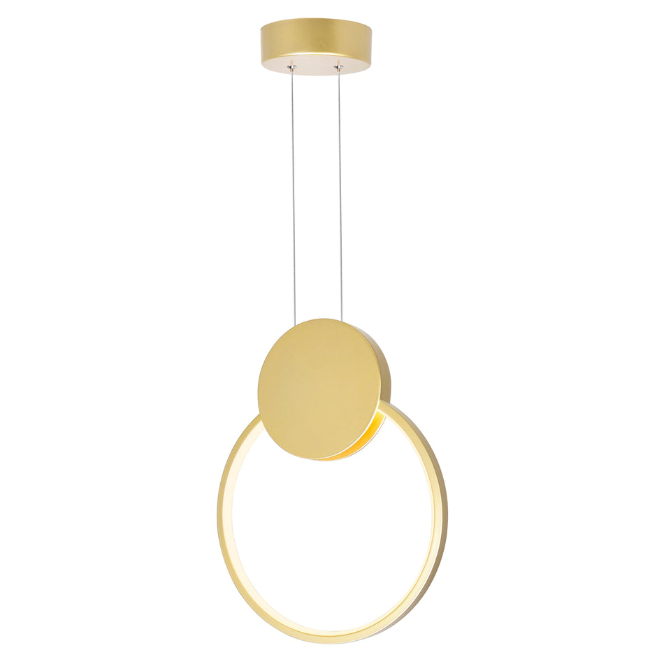 Pulley Integrated LED 12in Satin Gold Mini Pendant