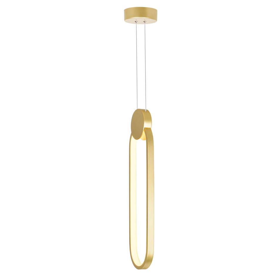 Pulley Integrated LED 4in Satin Gold Mini Pendant by CWI