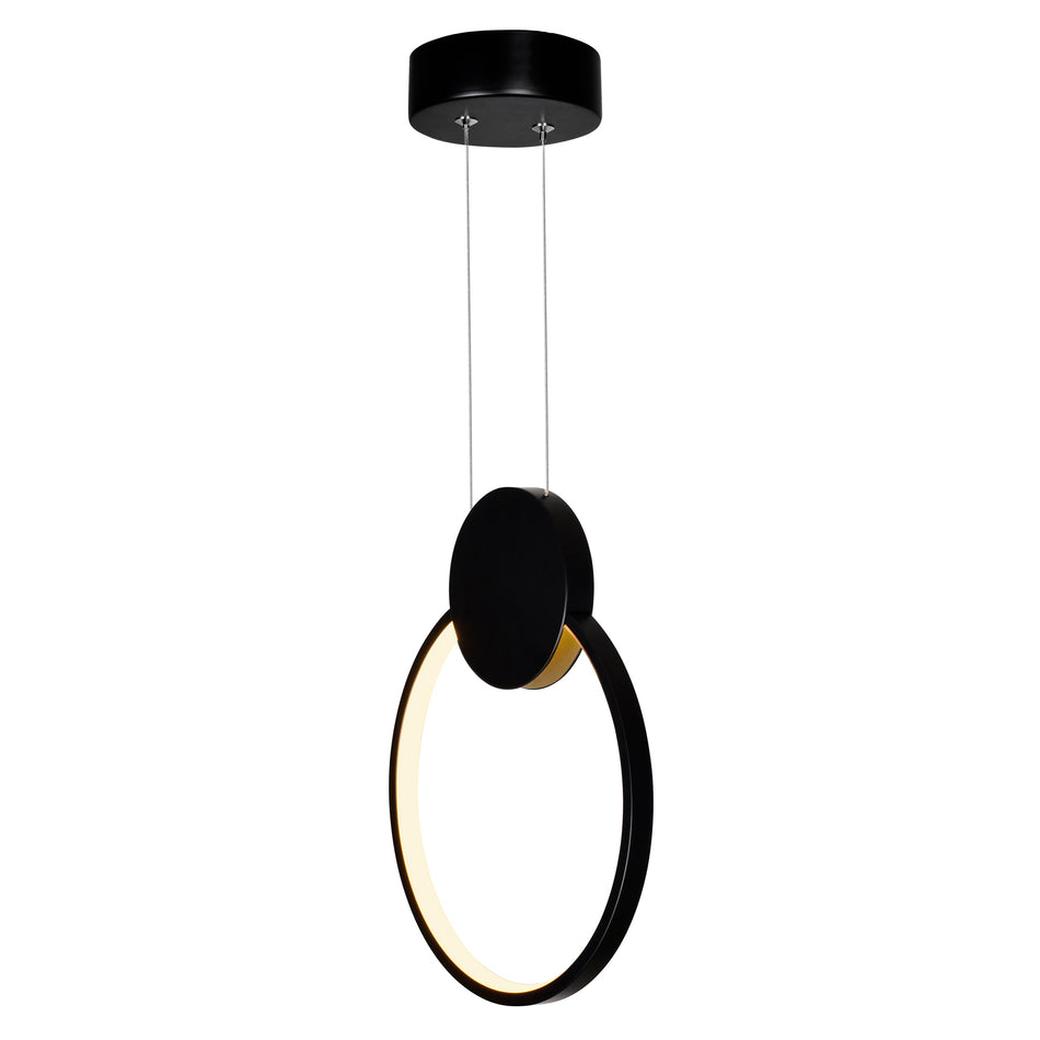 Pulley Integrated LED 8in Black Mini Pendant by CWI