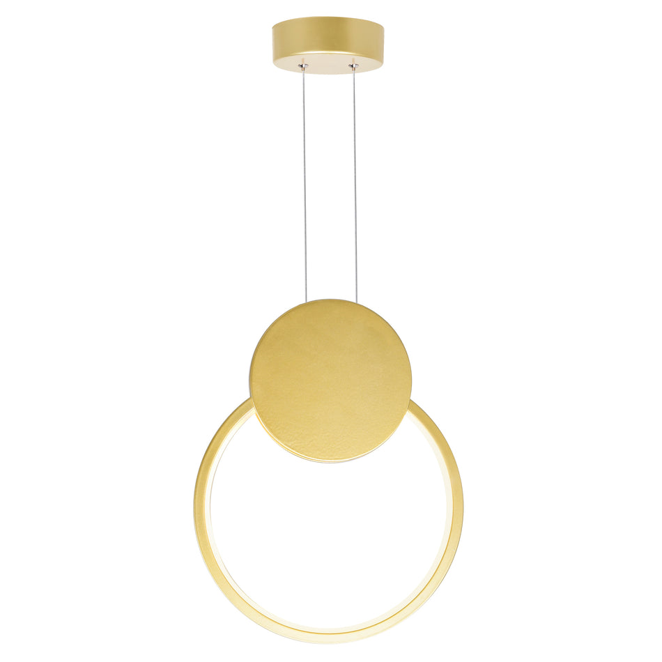Pulley Integrated LED 8in Satin Gold Mini Pendant by CWI