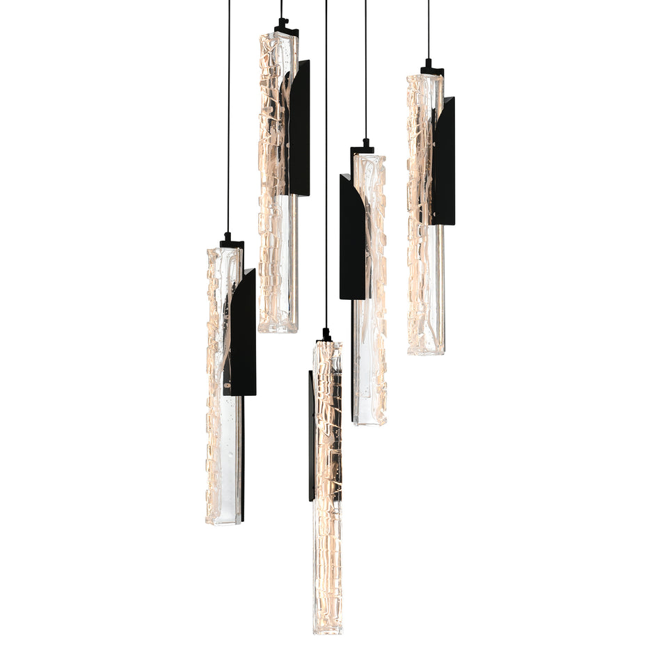 Valira Integrated LED 12in Black Mini Pendant with Handcrafted Glass by CWI