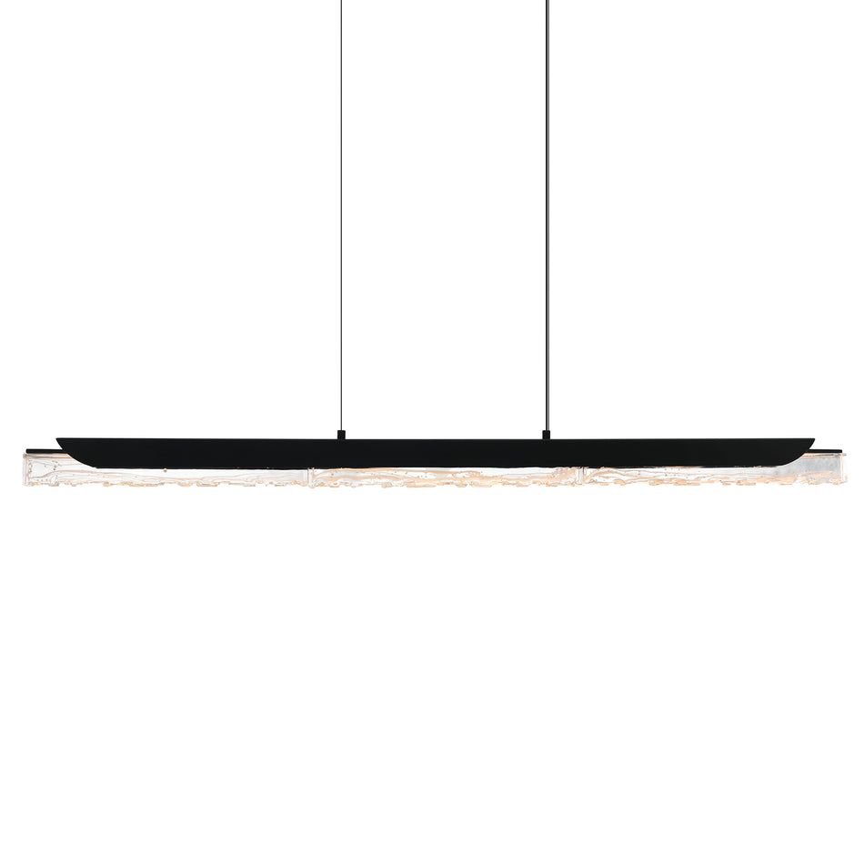 Valira Integrated LED 48in Black Chandelier with Handcrafted Glass by CWI