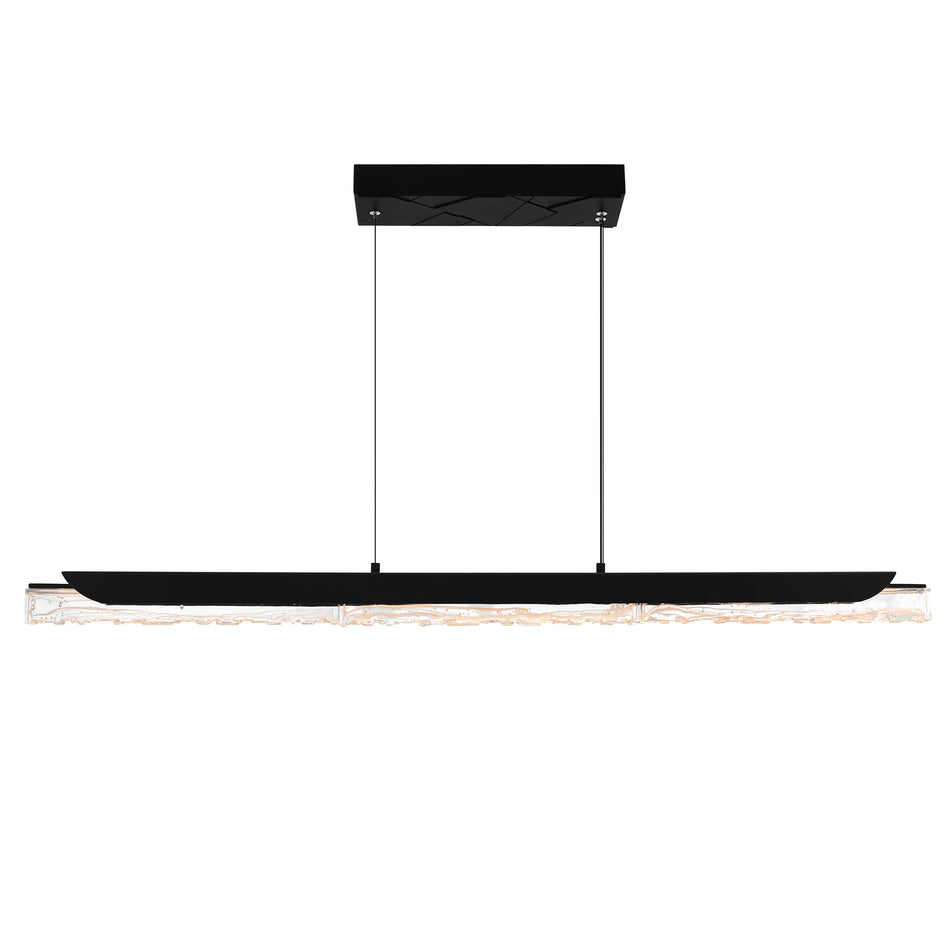 Valira Integrated LED 48in Black Chandelier with Handcrafted Glass