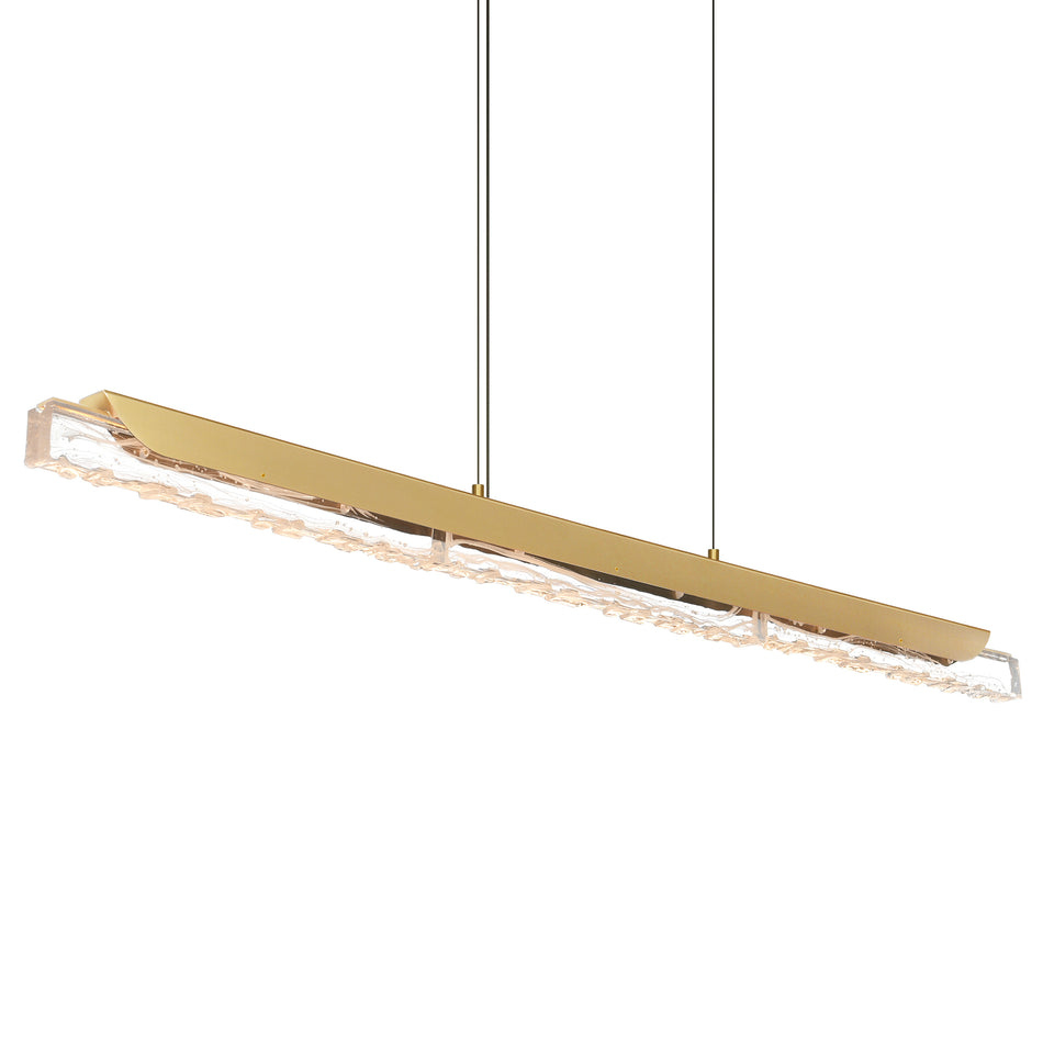 Valira Integrated LED 48in Brass Chandelier with Handcrafted Glass by CWI
