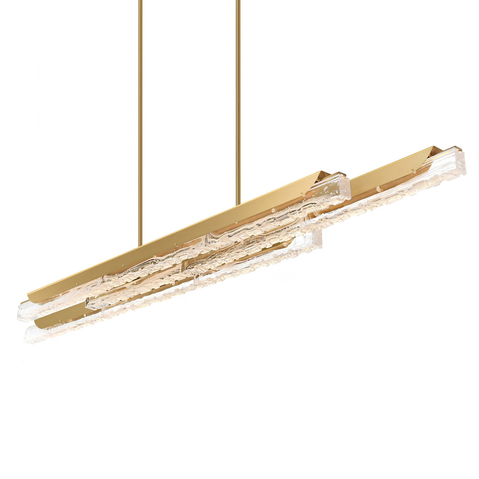 Valira Integrated LED 60in Brass Chandelier with Handcrafted Glass by CWI