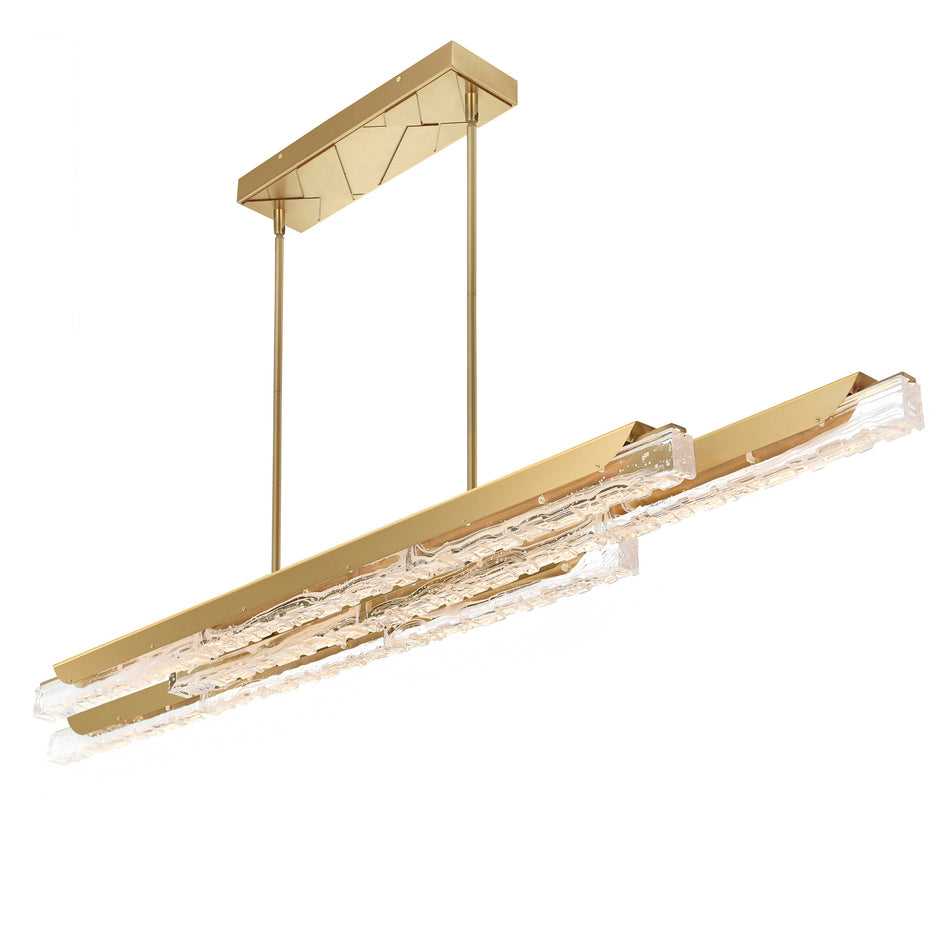 Valira Integrated LED 60in Brass Chandelier with Handcrafted Glass