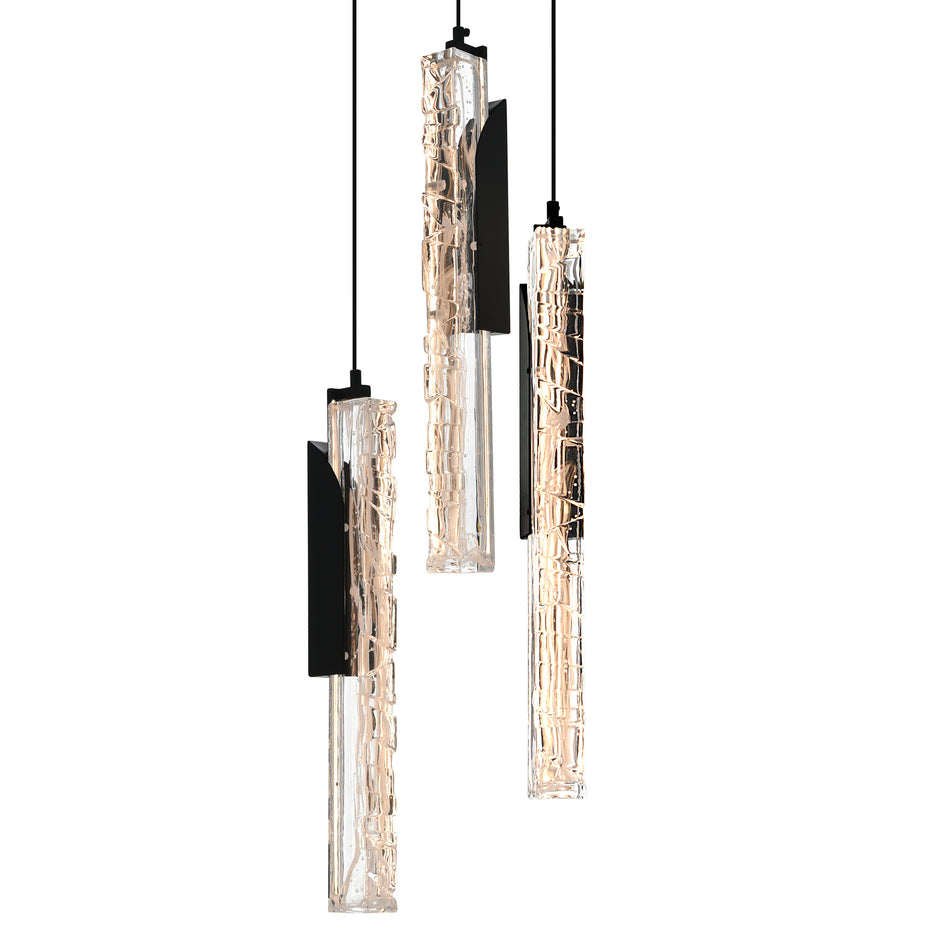 Valira Integrated LED 8in Black Mini Pendant with Handcrafted Glass by CWI