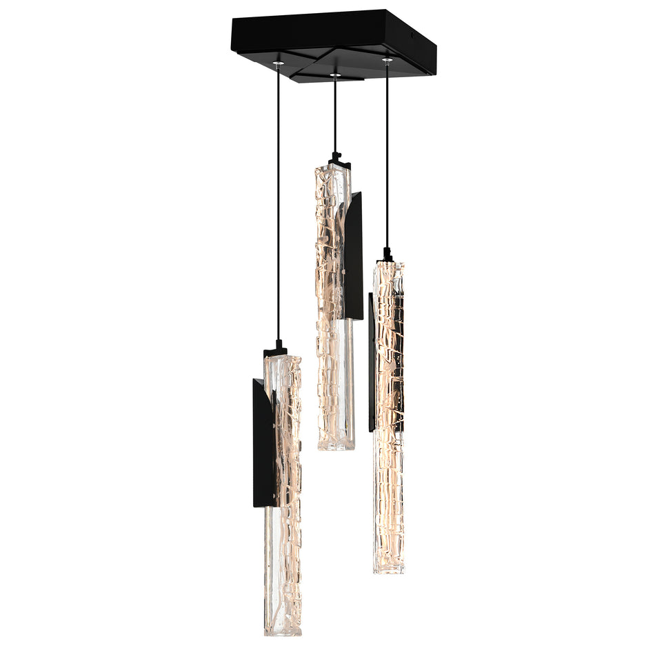 Valira Integrated LED 8in Black Mini Pendant with Handcrafted Glass
