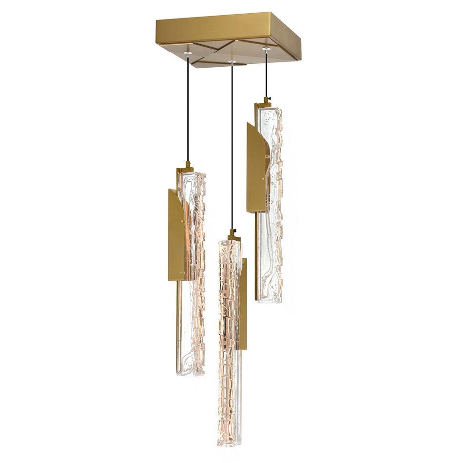 Valira Integrated LED 8in Brass Mini Pendant with Handcrafted Glass
