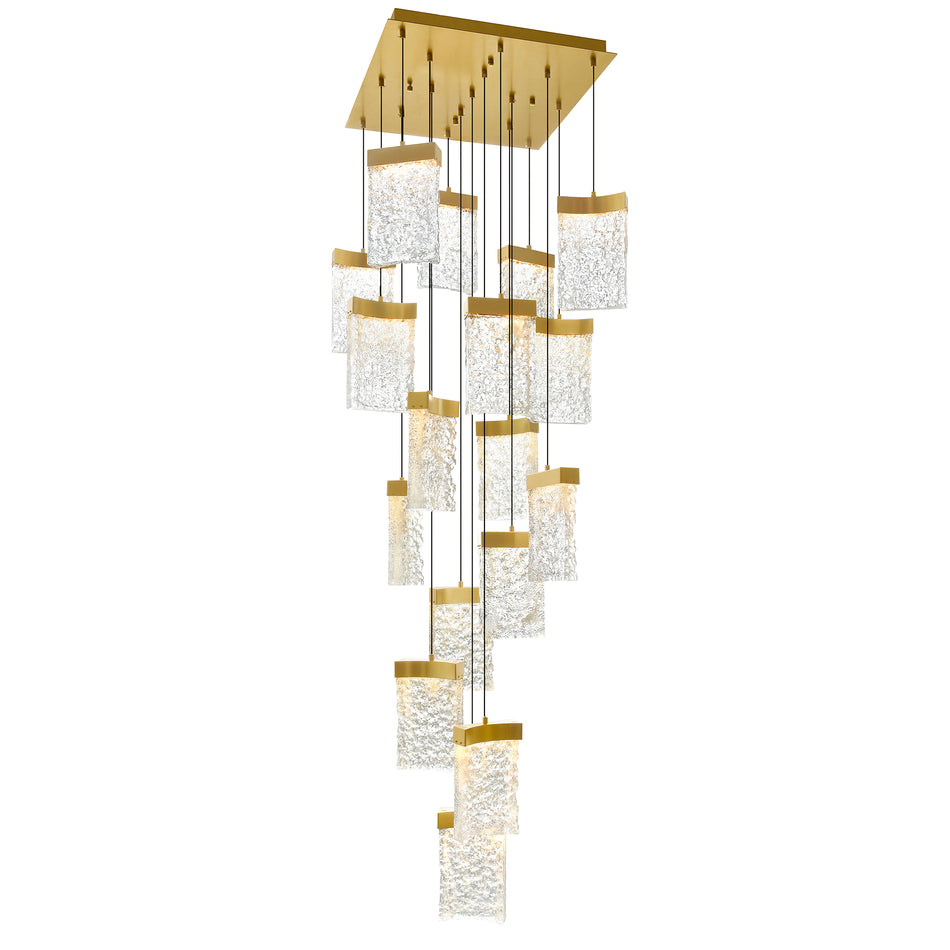 Lava Integrated LED 24in Brass Chandelier with Handcrafted Glass
