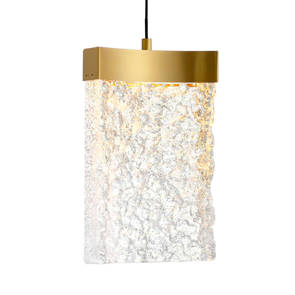 Lava Integrated LED 6in Brass Mini Pendant with Handcrafted Glass by CWI