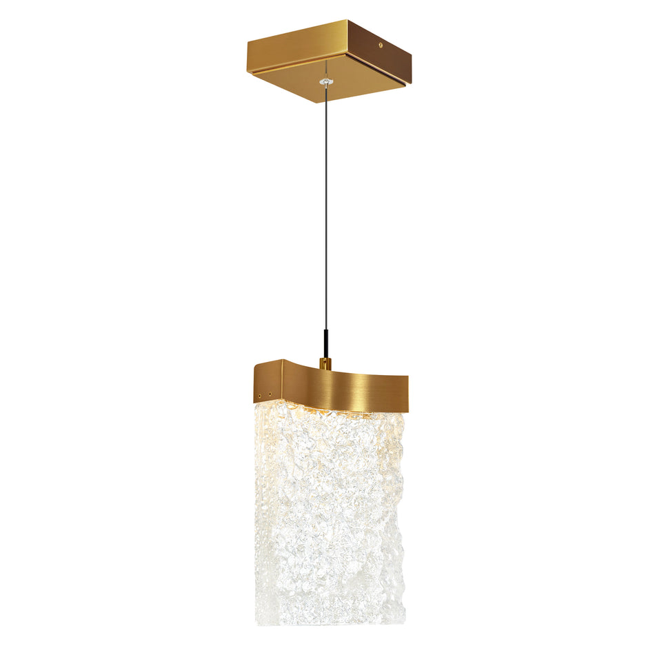 Lava Integrated LED 6in Brass Mini Pendant with Handcrafted Glass