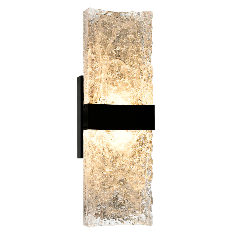 Lava Integrated LED 20in Black Wall Light with Handcrafted Glass