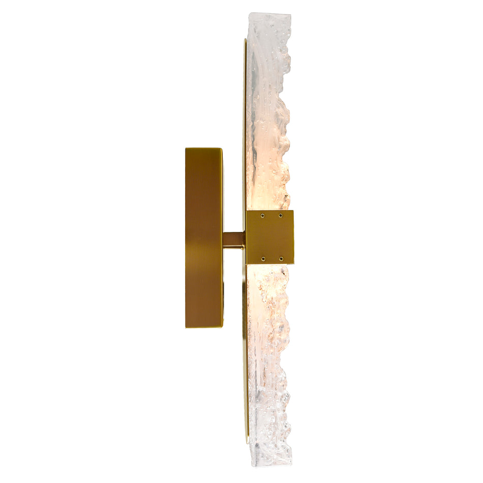 Lava Integrated LED 20in Brass Wall Light with Handcrafted Glass by CWI