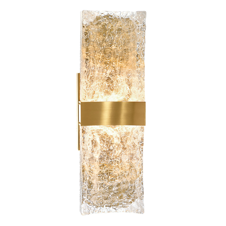 Lava Integrated LED 20in Brass Wall Light with Handcrafted Glass