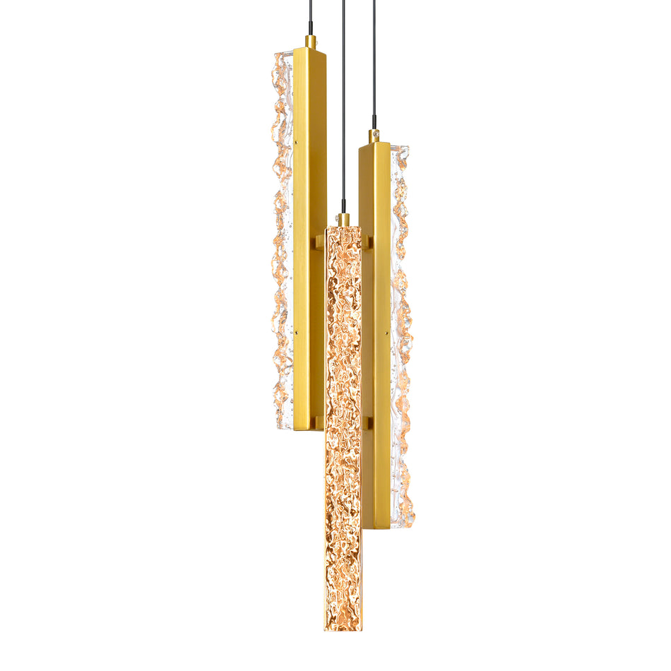 Stagger Integrated LED 6in Brass Mini Pendant with Handcrafted Glass by CWI